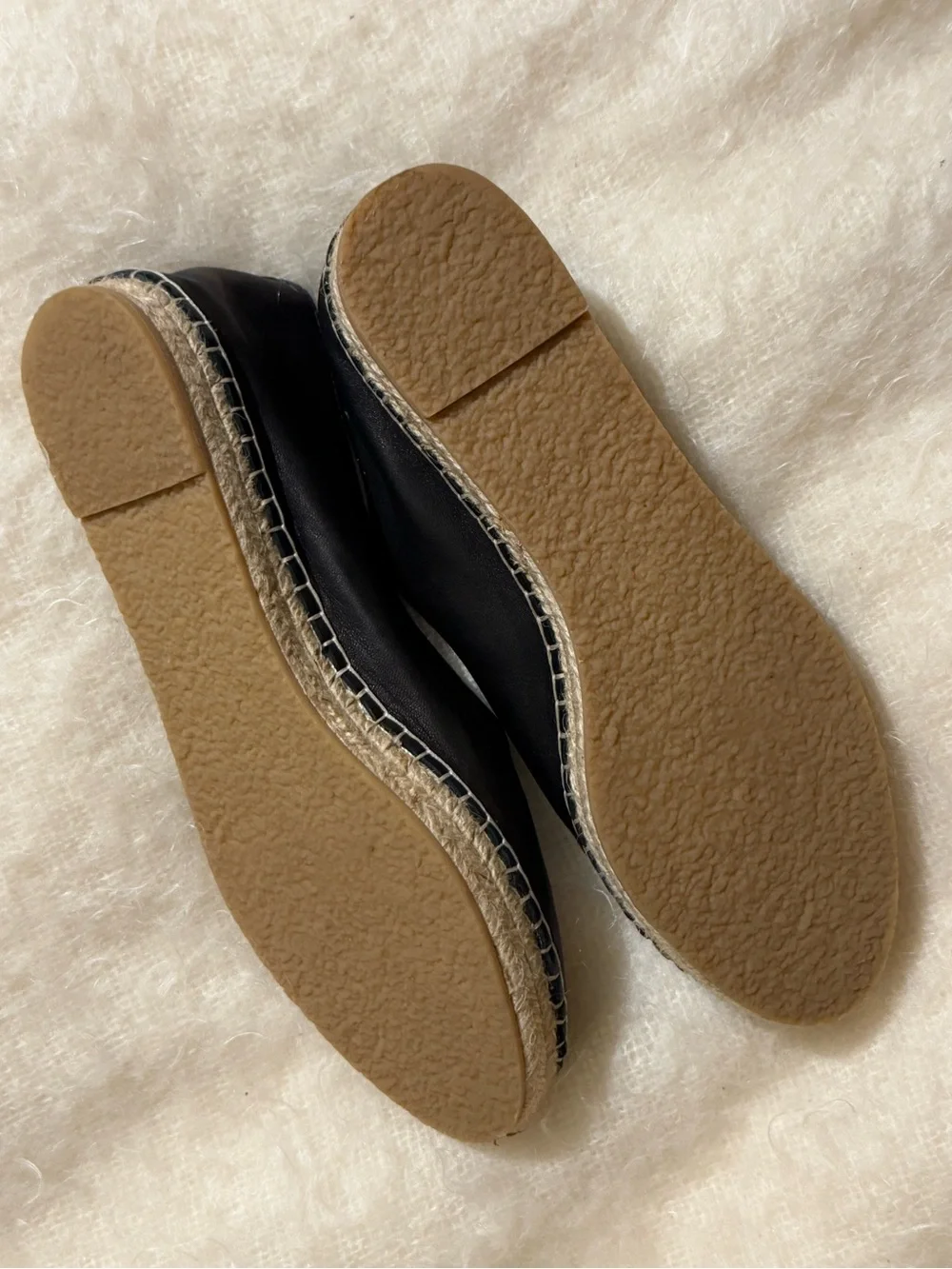 Loeffler Randall Black Leather Slip-On Espadrille Flats